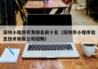 深圳小程序开发排名前十名（深圳市小程序信息技术有限公司招聘）