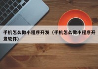 手机怎么做小程序开发（手机怎么做小程序开发软件）