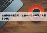 注册软件开发公司（注册一个软件开发公司要多少钱）